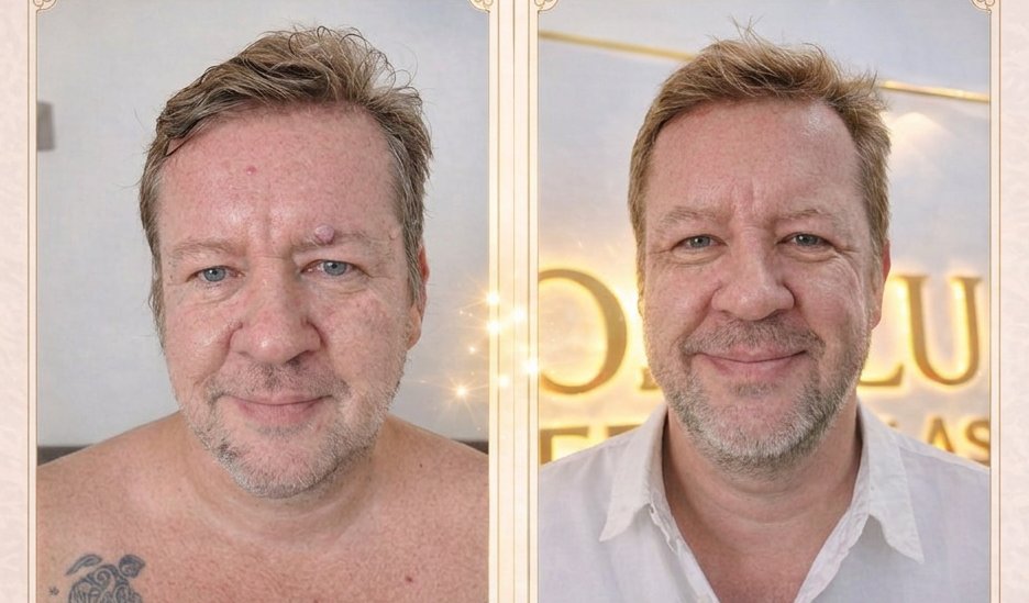 Skin clarity before and after RoseLuxe treatment